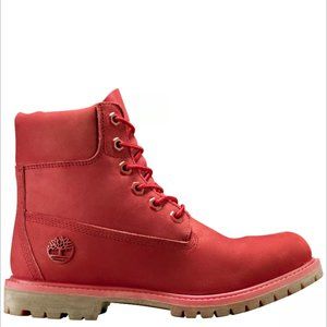 TIMBERLAND WOMEN'S RUBY RED LIMITED 6 INCH PREMIUM LEATHER WATERPROOF BOOT A1JGJ